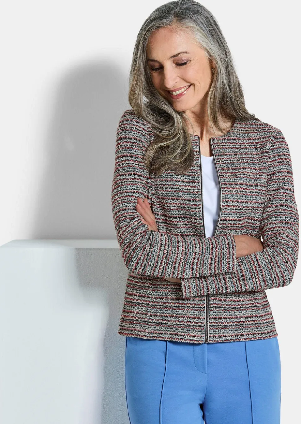 Blazer en jersey, aspect bouclette
