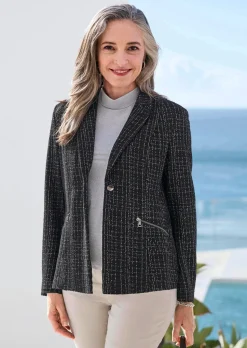 Blazer en jersey, aspect tweed.