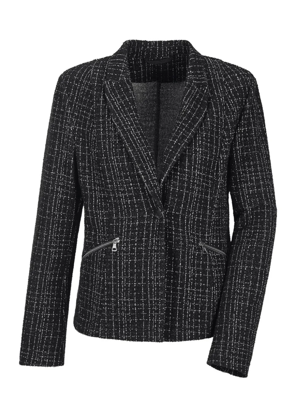 Blazer en jersey, aspect tweed.