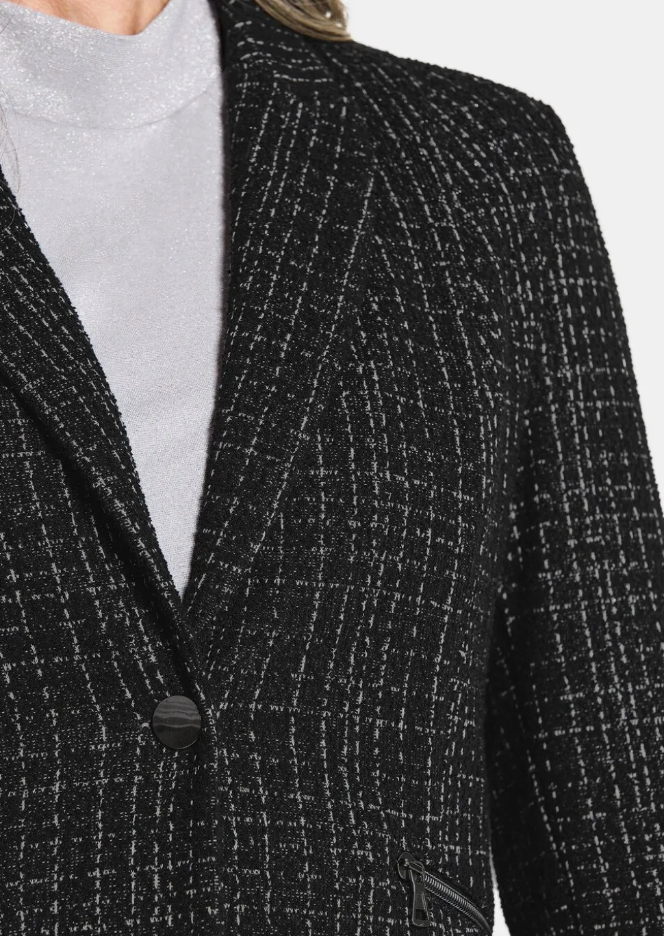 Blazer en jersey, aspect tweed.