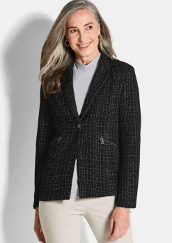Blazer en jersey, aspect tweed.