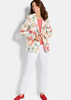 Blazer floral en jersey gaufré
