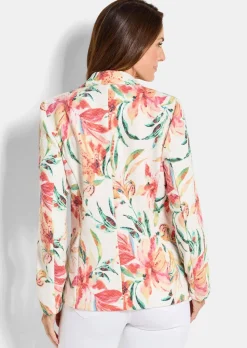 Blazer floral en jersey gaufré