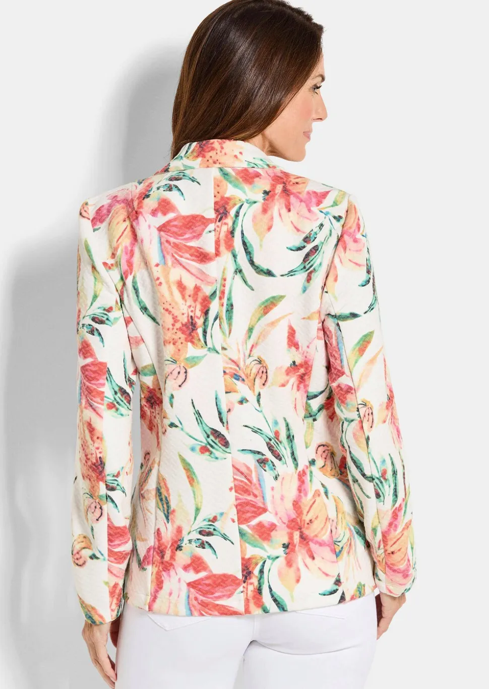 Blazer floral en jersey gaufré