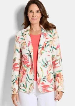 Blazer floral en jersey gaufré