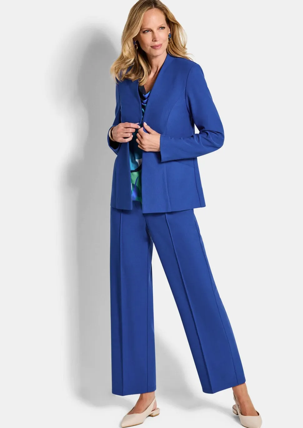 Blazer sans col tailleur en viscose stretch