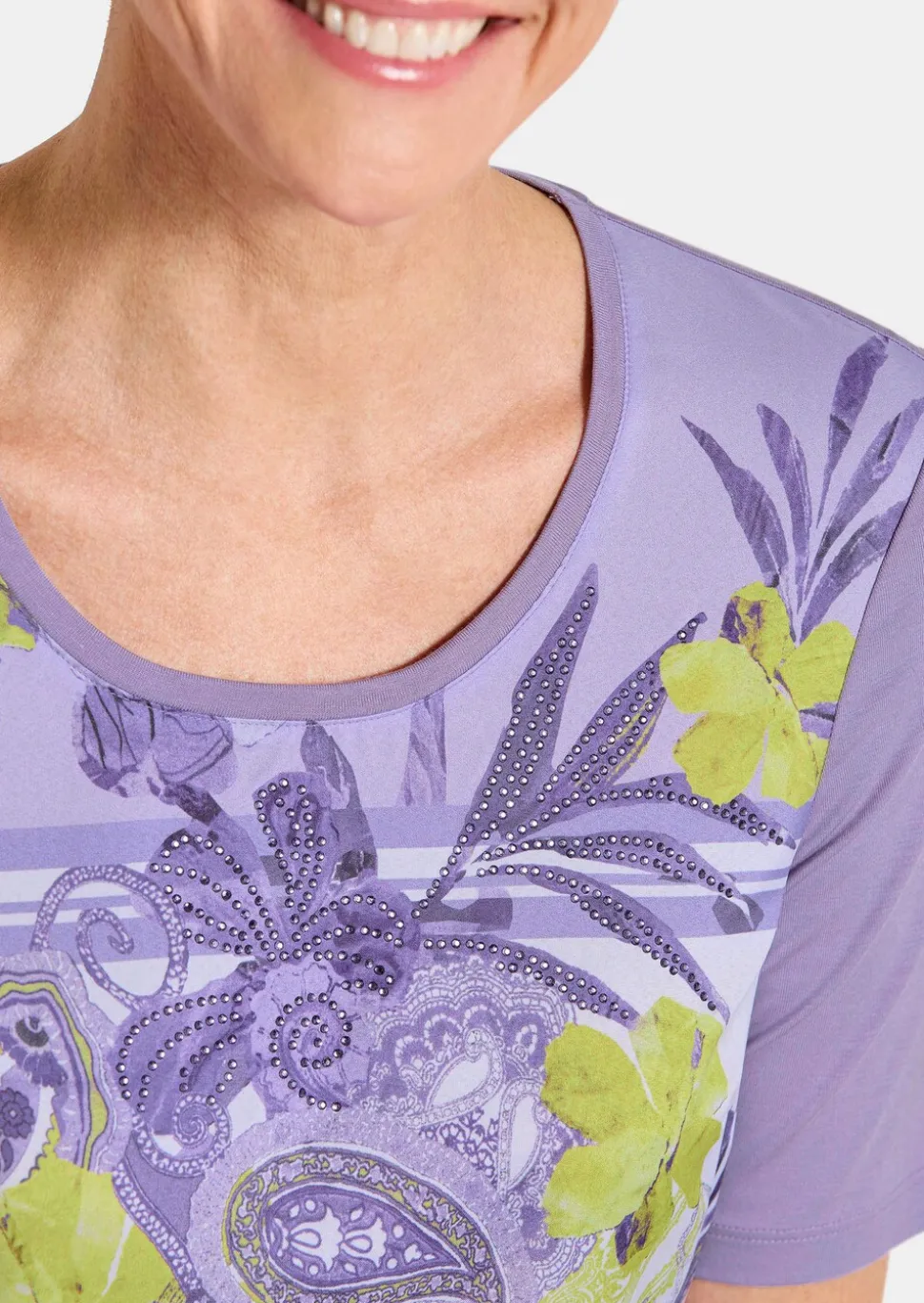 Blouse avec imprimé cachemire et strass