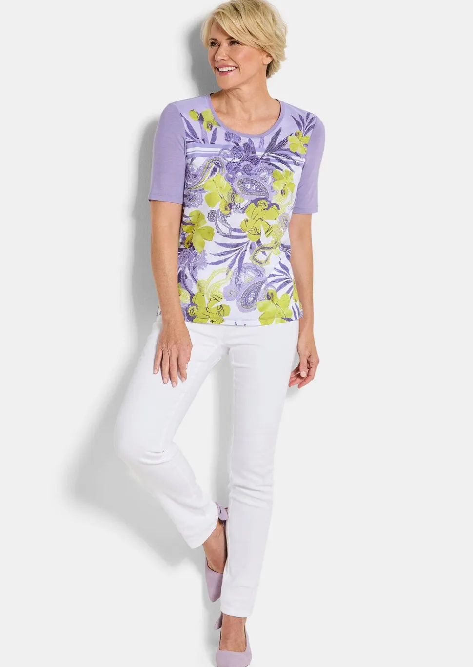 Blouse avec imprimé cachemire et strass