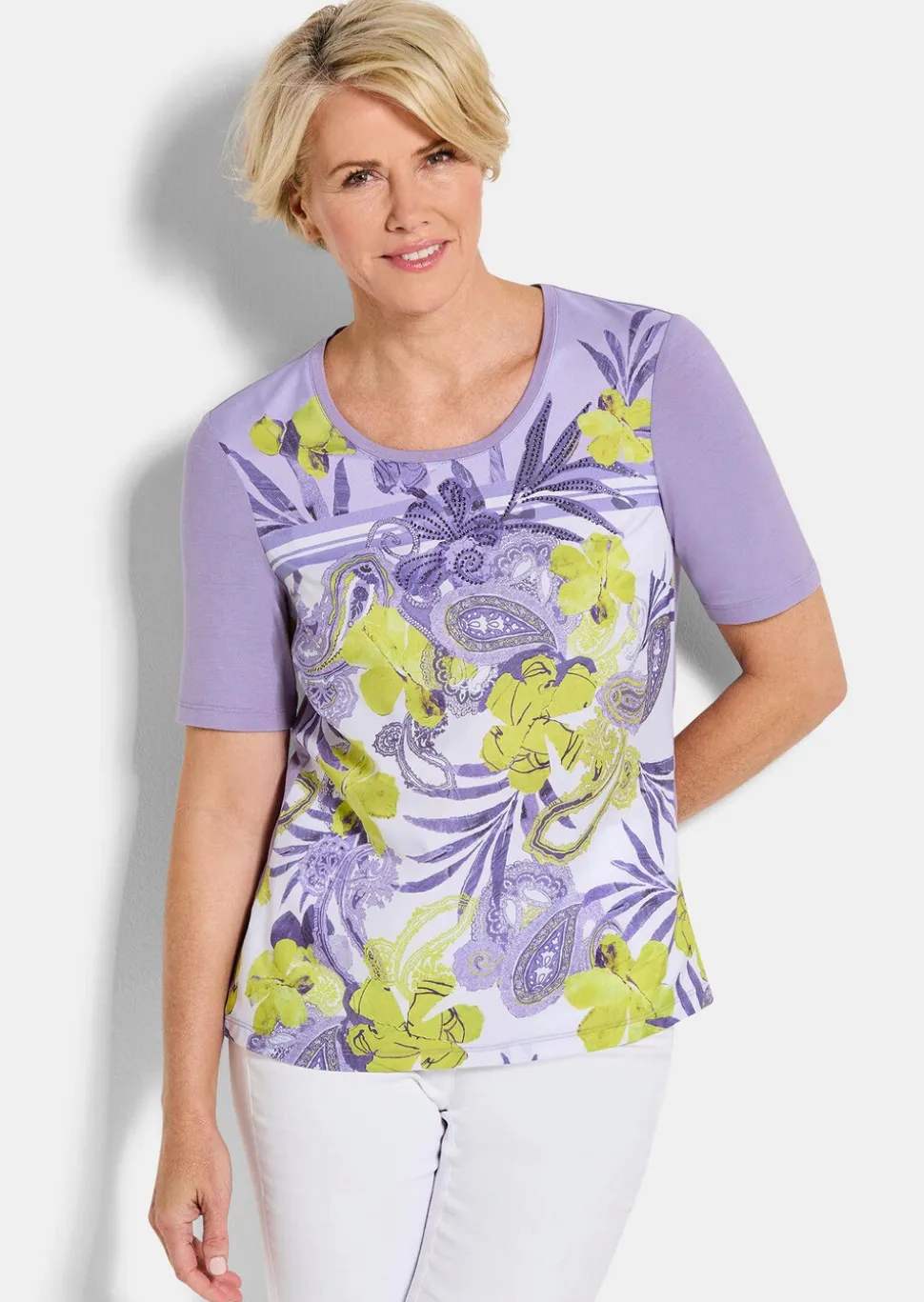 Blouse avec imprimé cachemire et strass