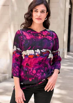 Blouse en satin à manches 3/4