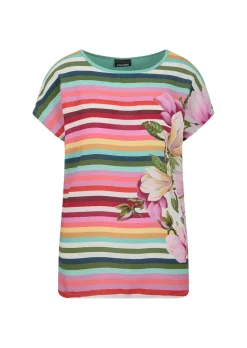 Blouse fluide avec fleurs et rayures