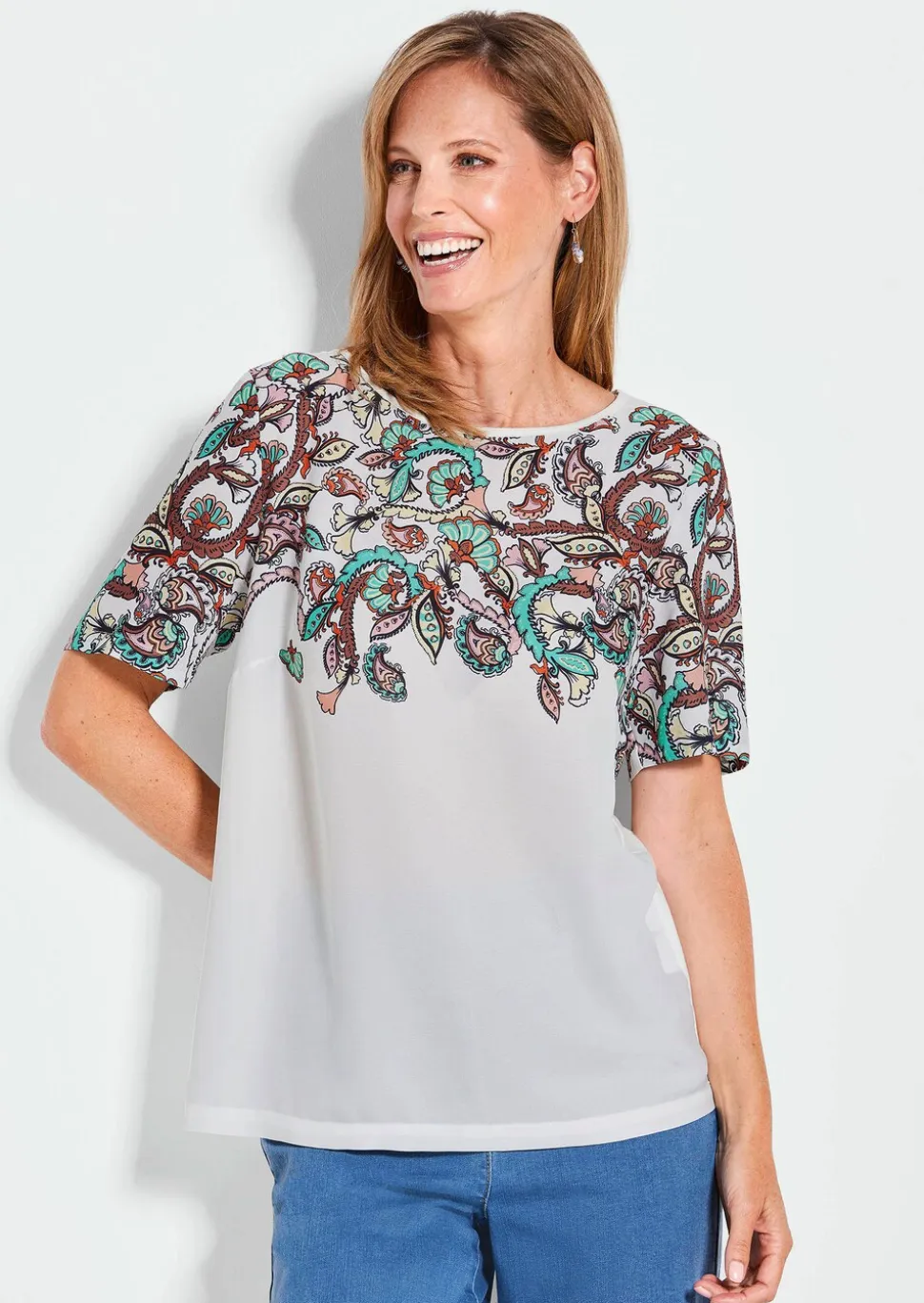 Blouse fluide avec imprimé cachemire