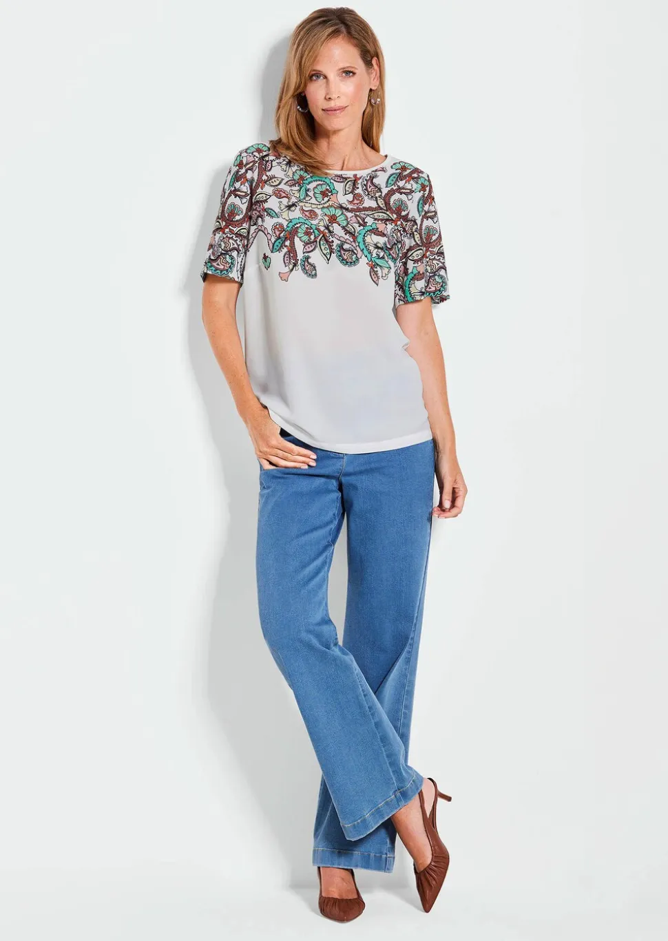 Blouse fluide avec imprimé cachemire