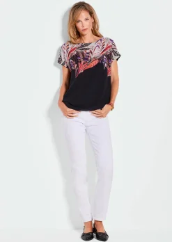 Blouse fluide avec imprimé raffiné, devant.