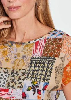 Blouse imprimée avec motif patchwork