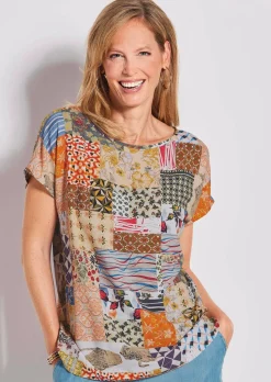 Blouse imprimée avec motif patchwork