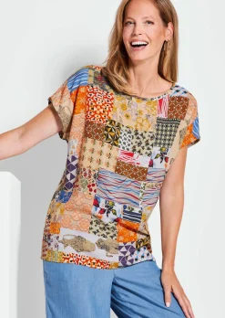Blouse imprimée avec motif patchwork