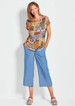 Blouse imprimée avec motif patchwork