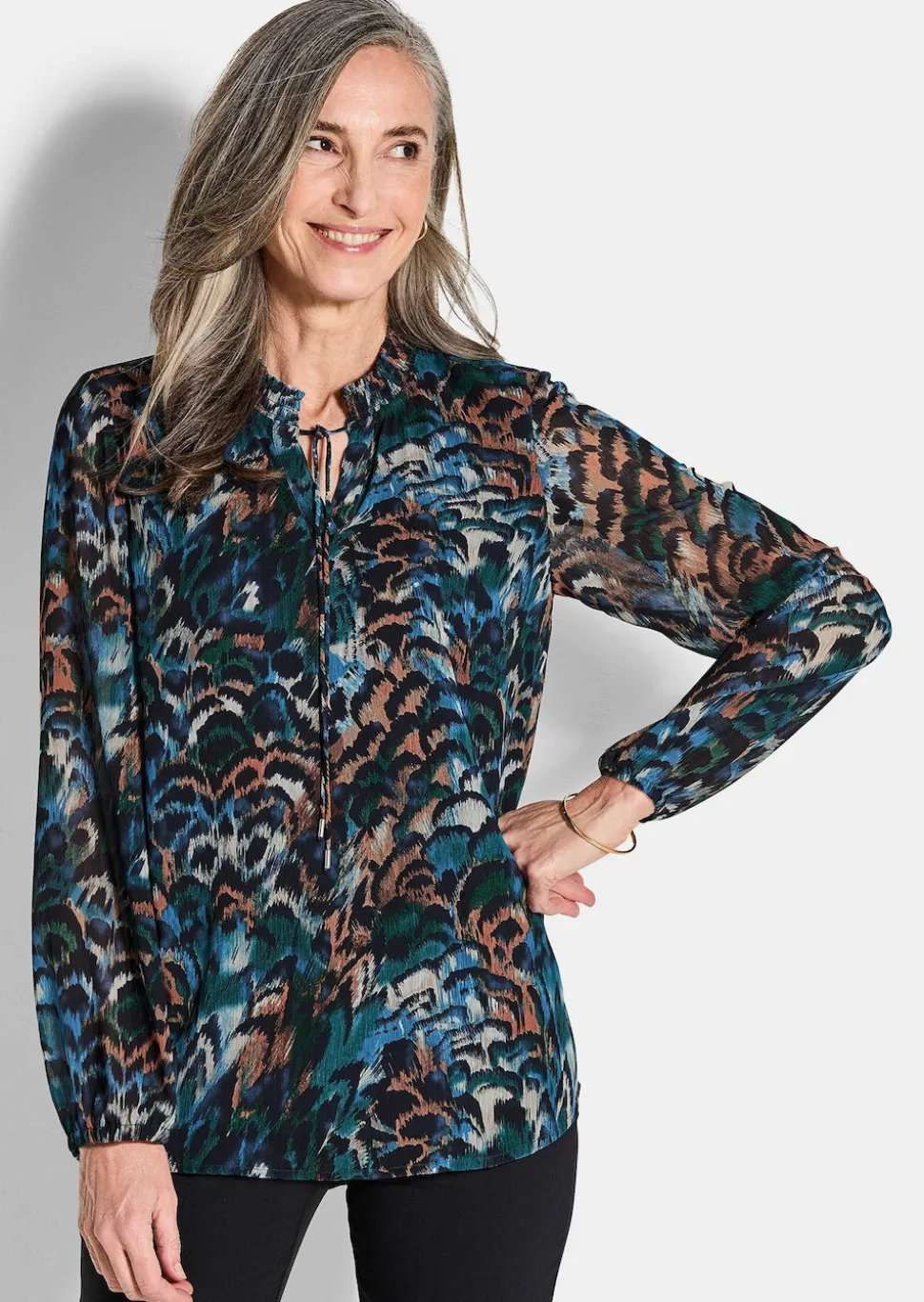 Blouse imprimée en voile.