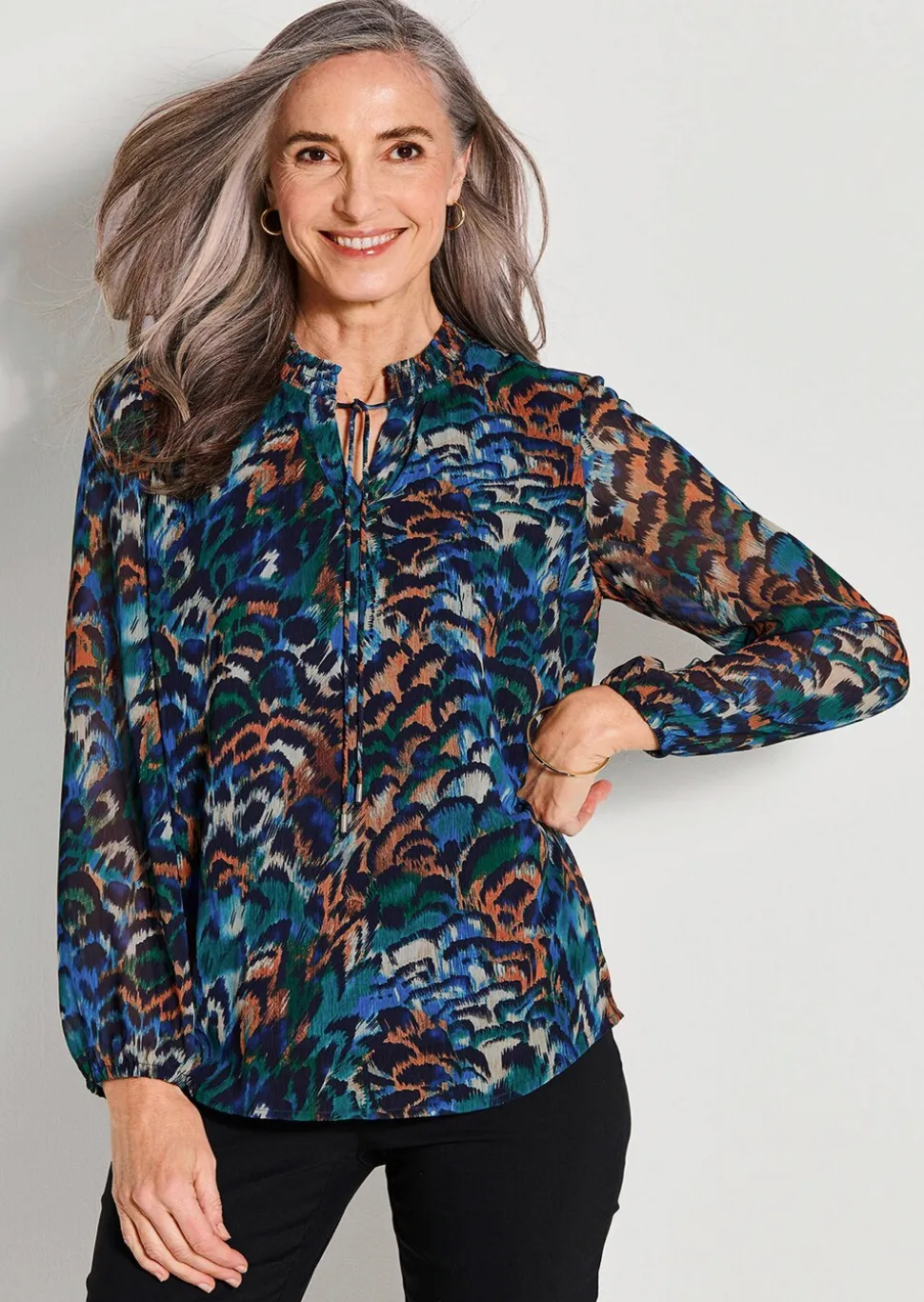 Blouse imprimée en voile.