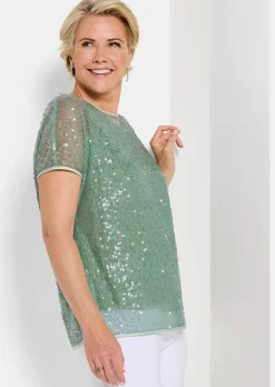 Blouse à paillettes avec top en satin de viscose