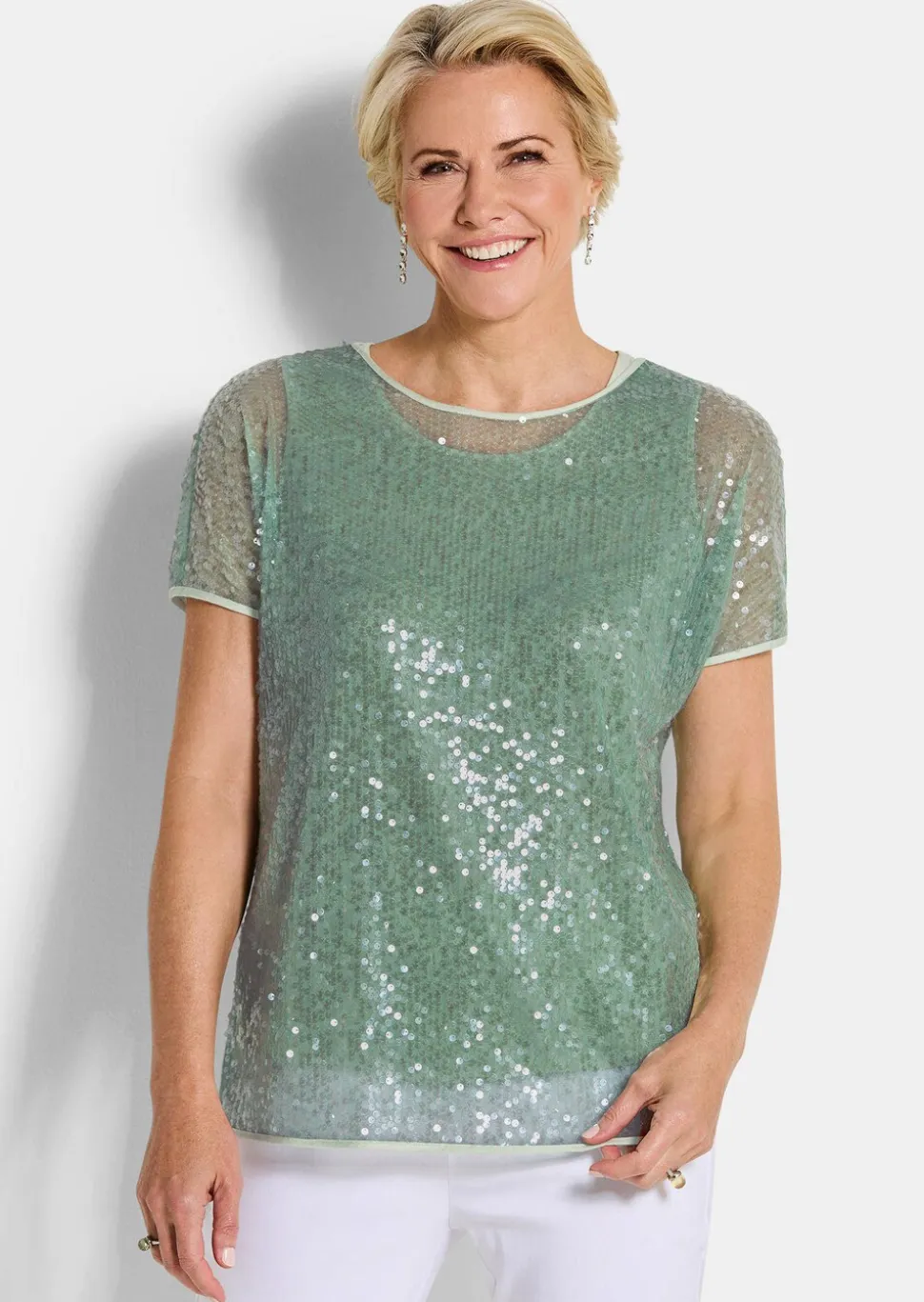 Blouse à paillettes avec top en satin de viscose