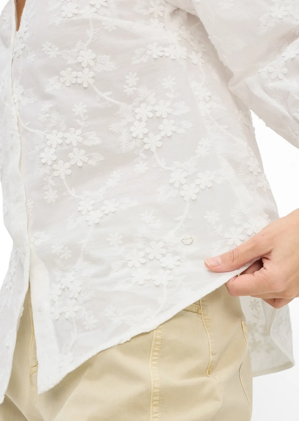 Blouse pur coton avec applications florales