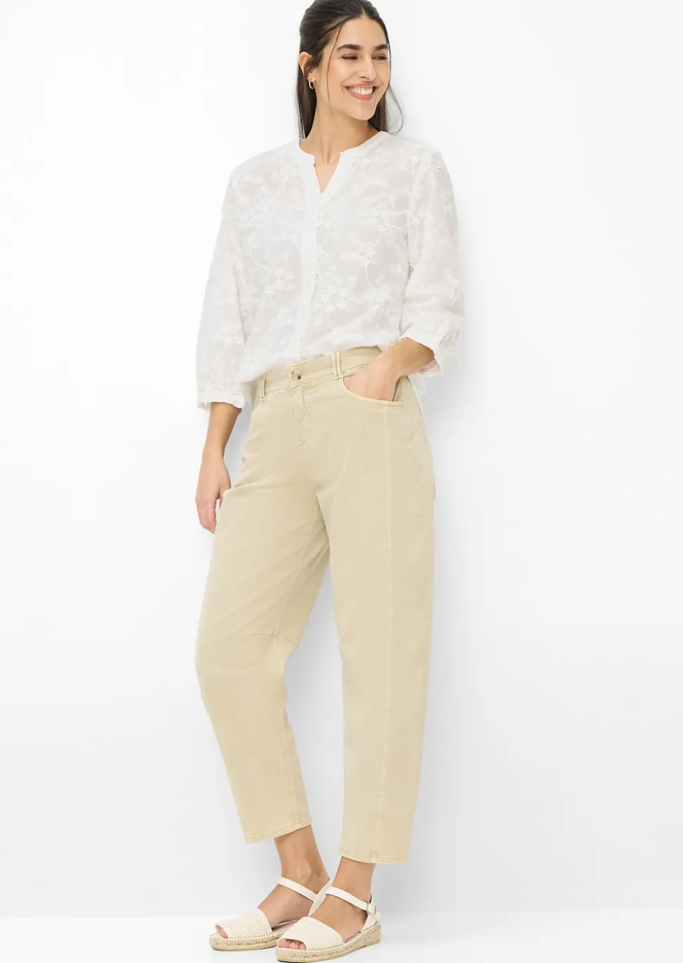 Blouse pur coton avec applications florales