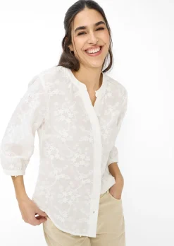 Blouse pur coton avec applications florales