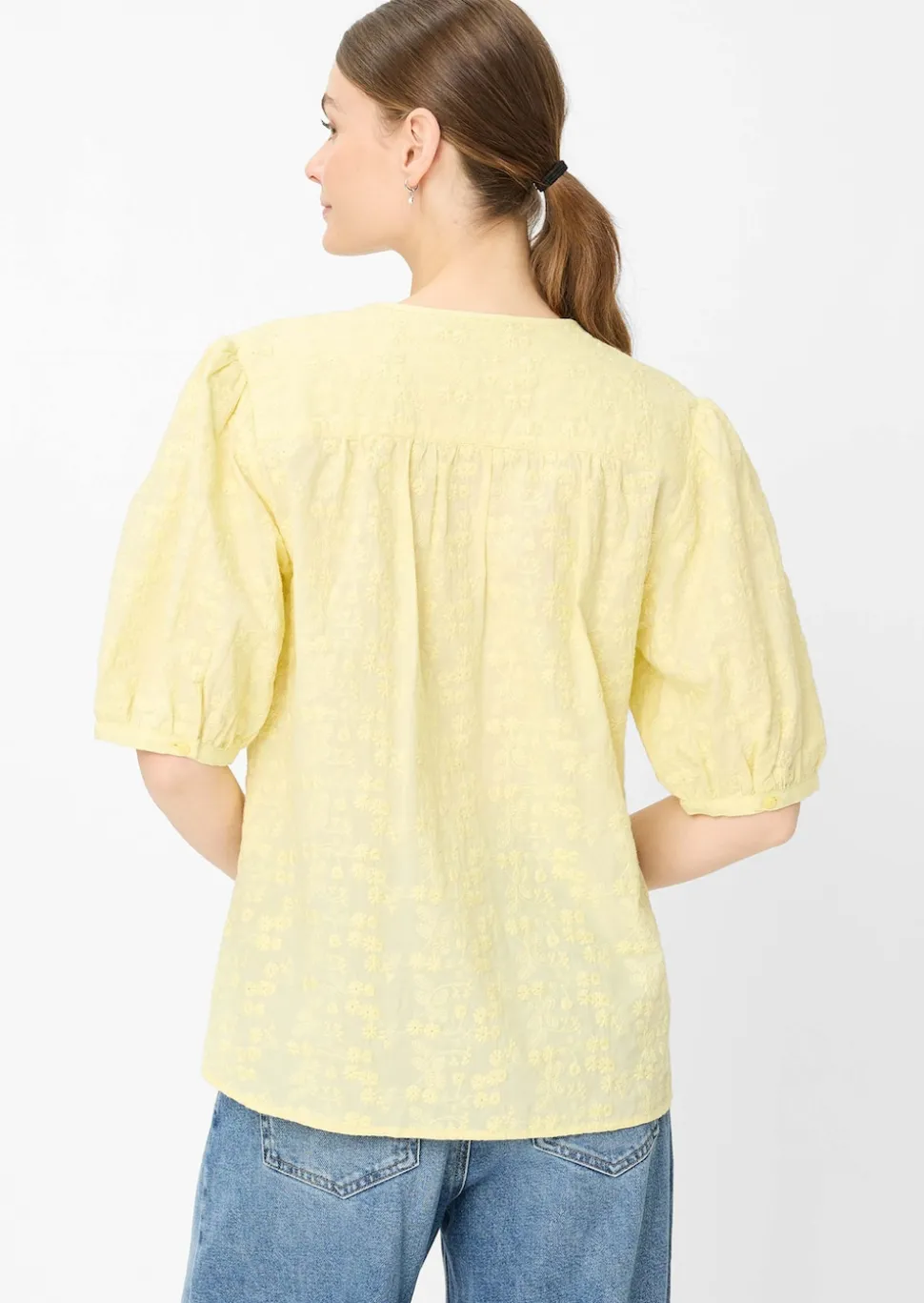 Blouse pur coton avec broderie florale