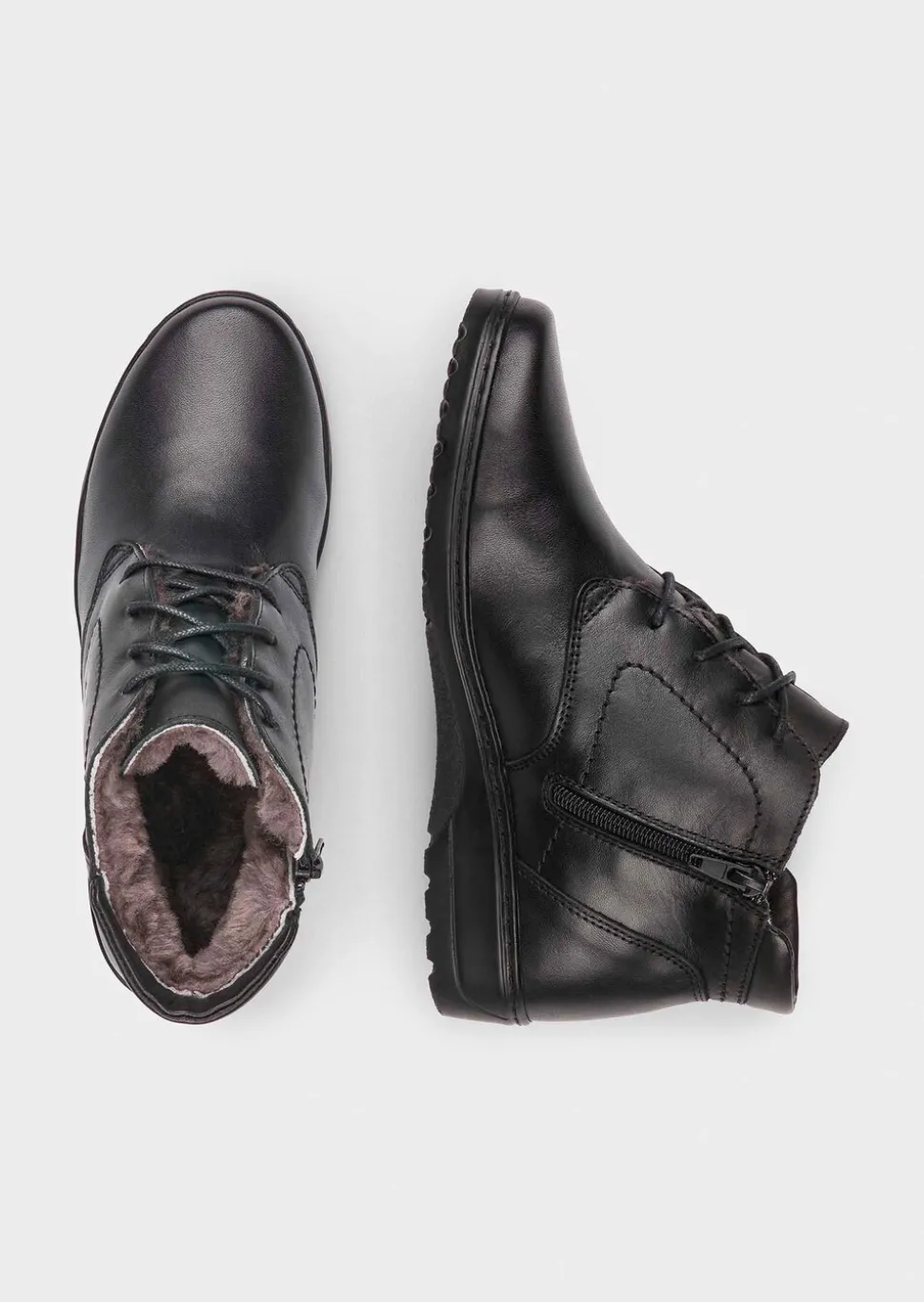 Bottines avec lacets et fermeture éclair