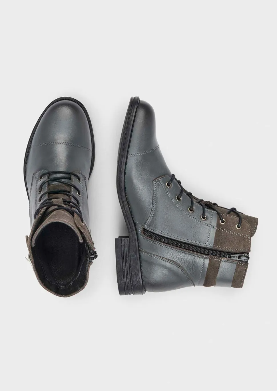 Bottines en mix de cuirs nobles
