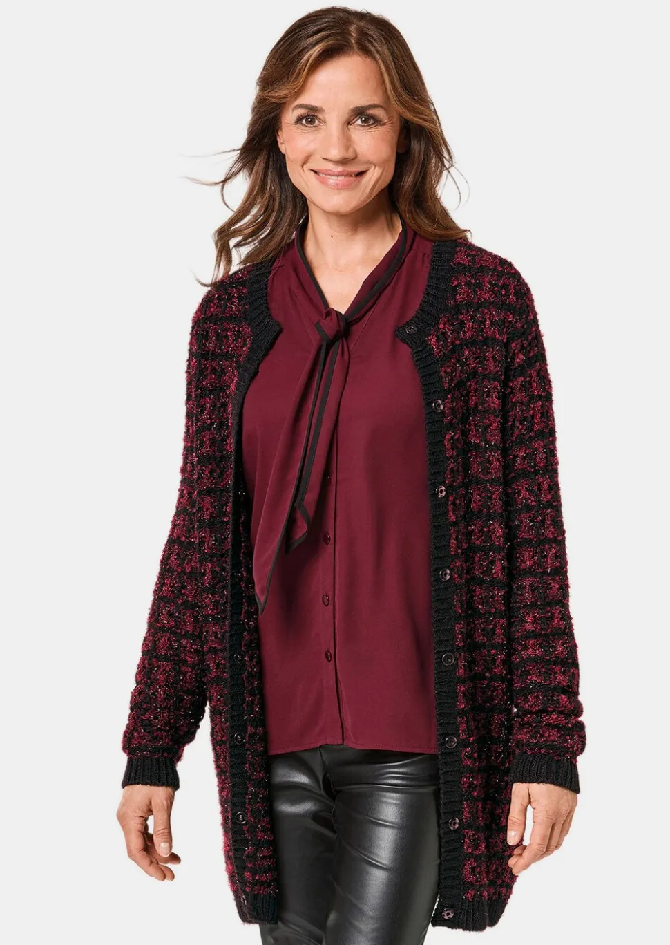 Cardigan chic en tricot orné de fils brillants