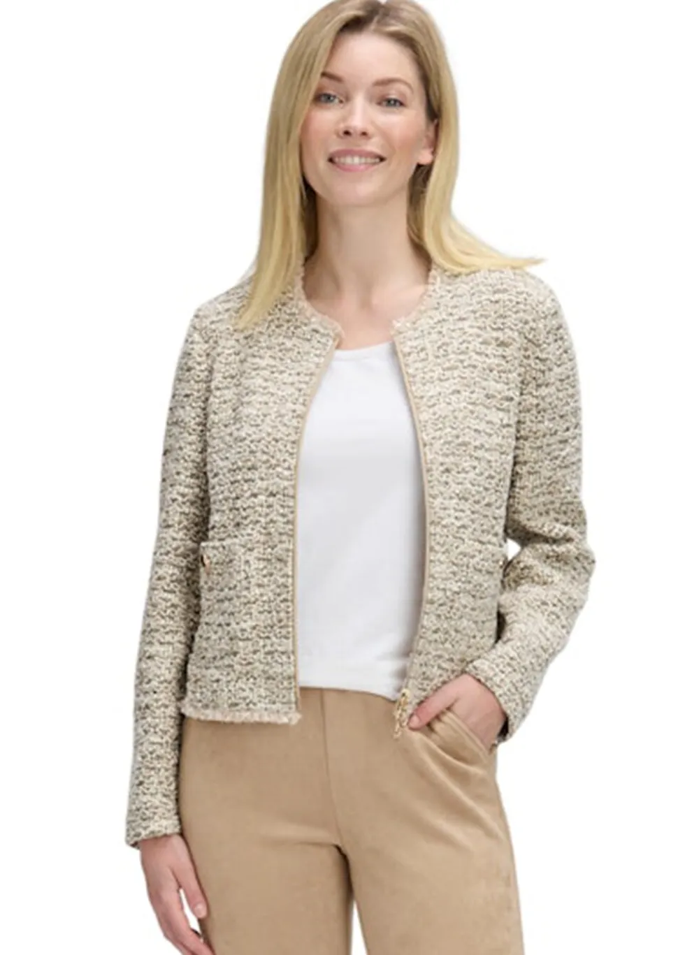 Cardigan en bouclette à fermeture zippée