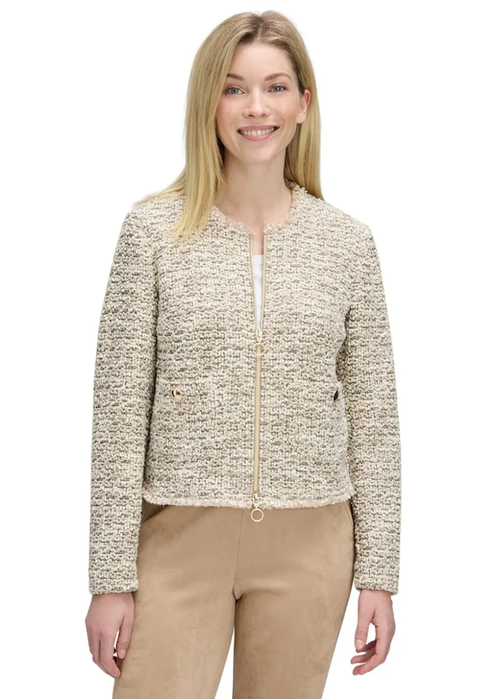 Cardigan en bouclette à fermeture zippée