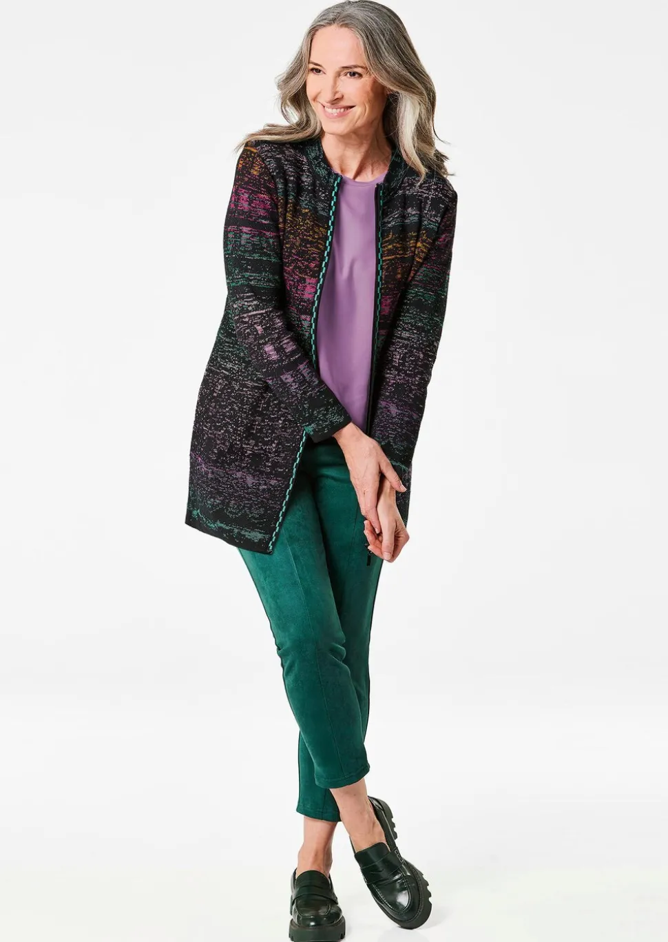 Cardigan en milleraies multicolores