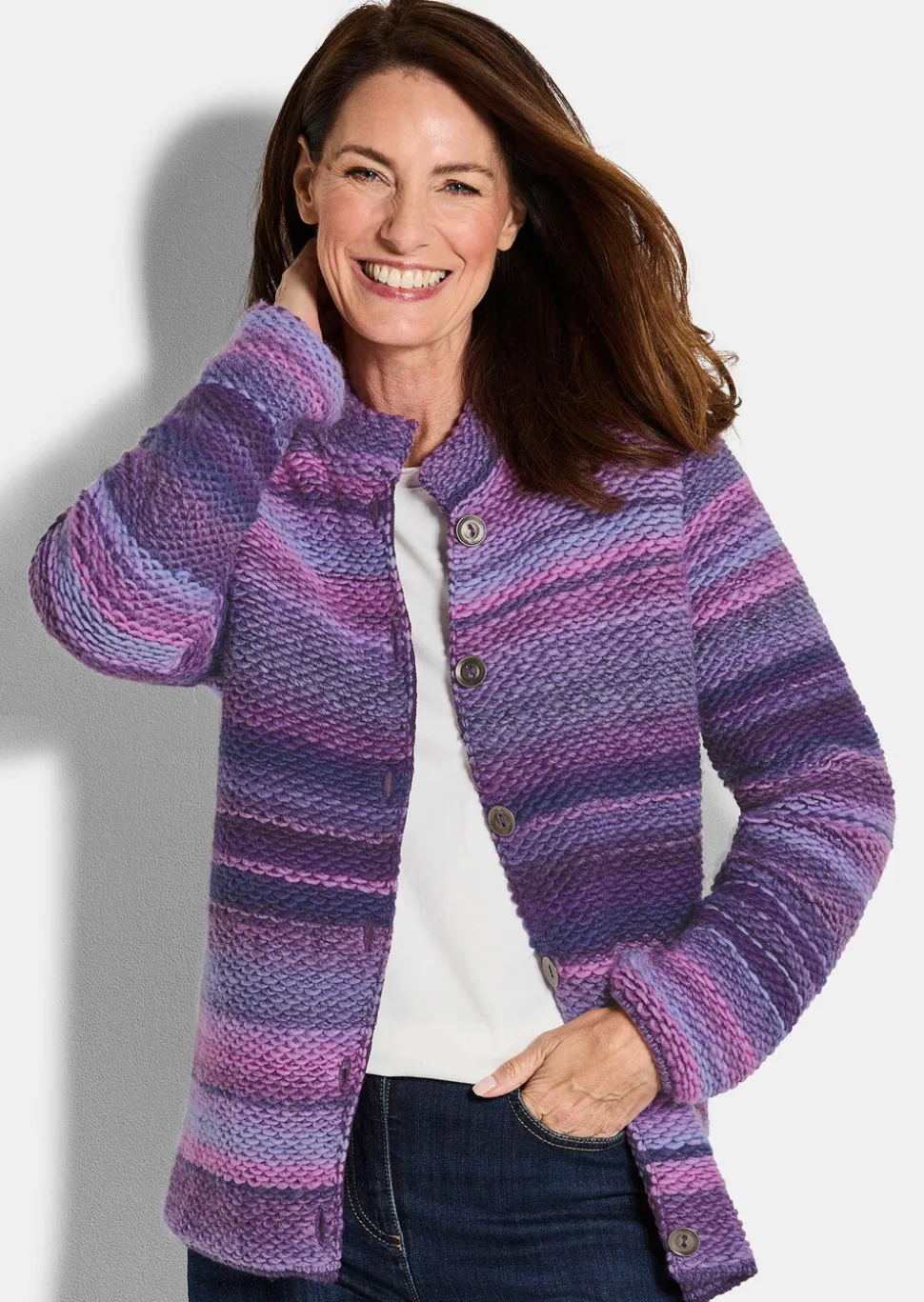 Cardigan en milleraies multicolores