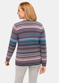 Cardigan jacquard avec motif à rayures