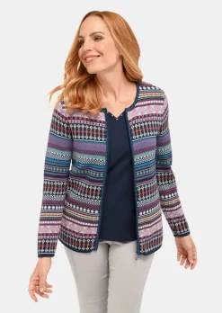 Cardigan jacquard avec motif à rayures