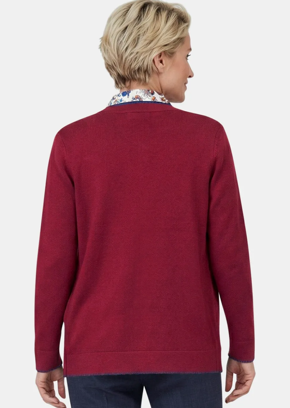Cardigan long avec bords décoratifs contrastés