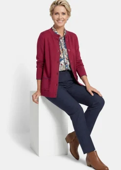 Cardigan long avec bords décoratifs contrastés