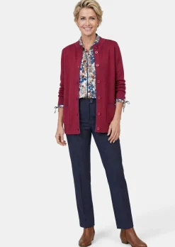Cardigan long avec bords décoratifs contrastés
