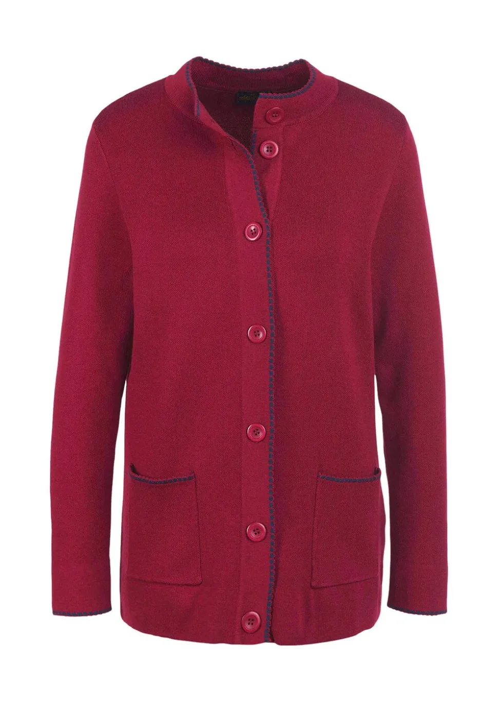 Cardigan long avec bords décoratifs contrastés