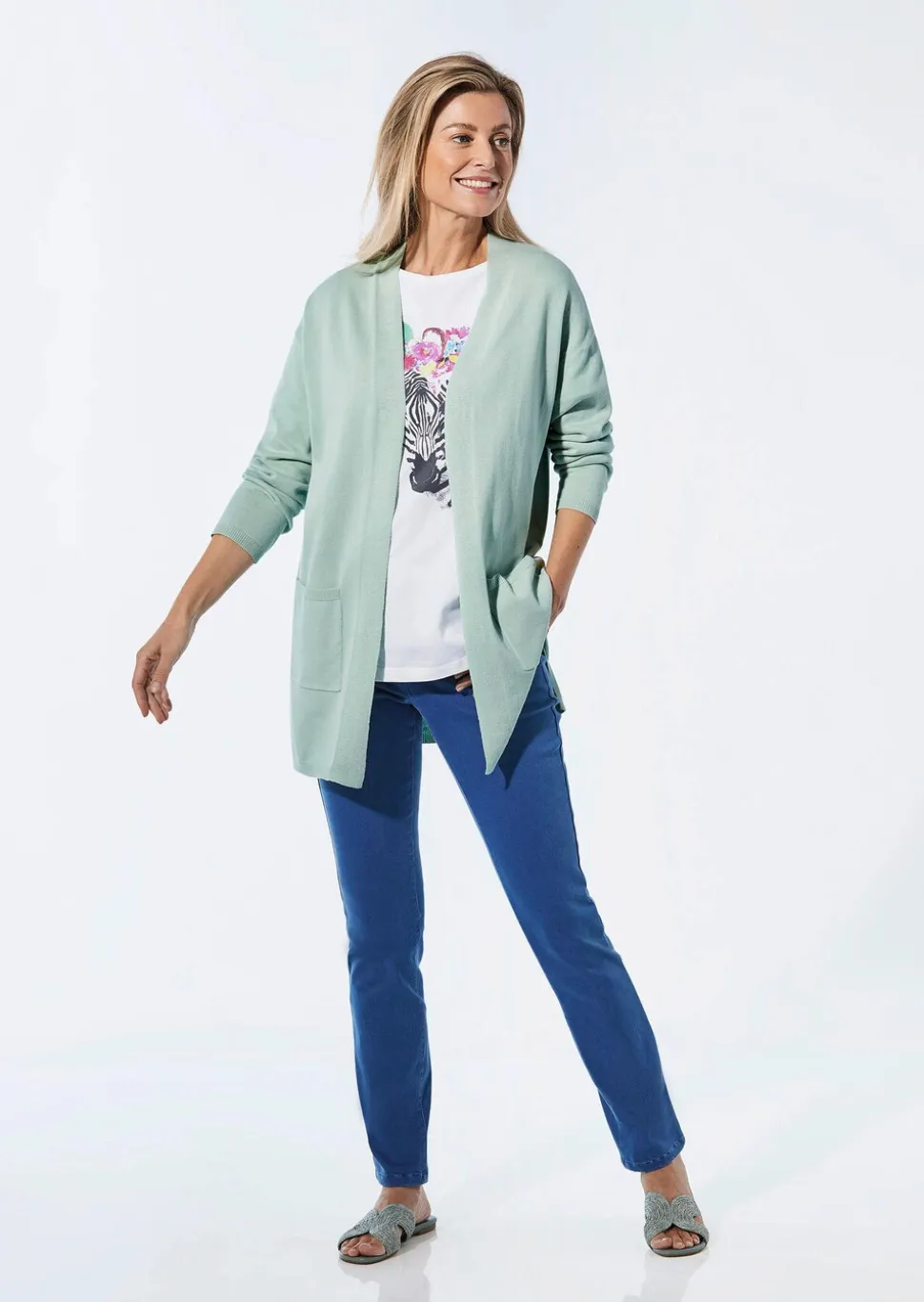 Cardigan long à poches plaquées
