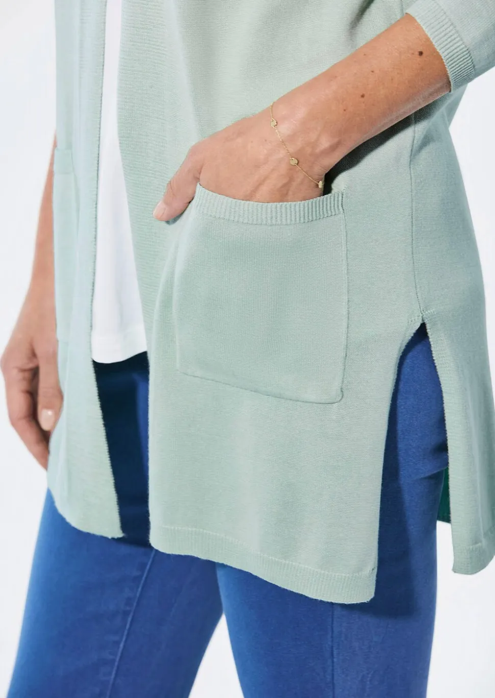 Cardigan long à poches plaquées