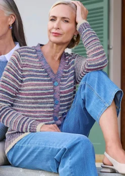 Cardigan à rayures multicolores