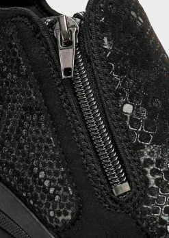 Chaussures confort au look reptile avec zip