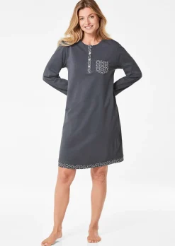 Chemise de nuit en coton à manches longues