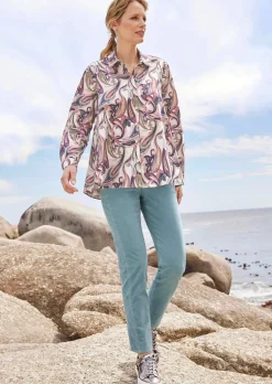 Chemisier à col chemise ample avec motif cachemire