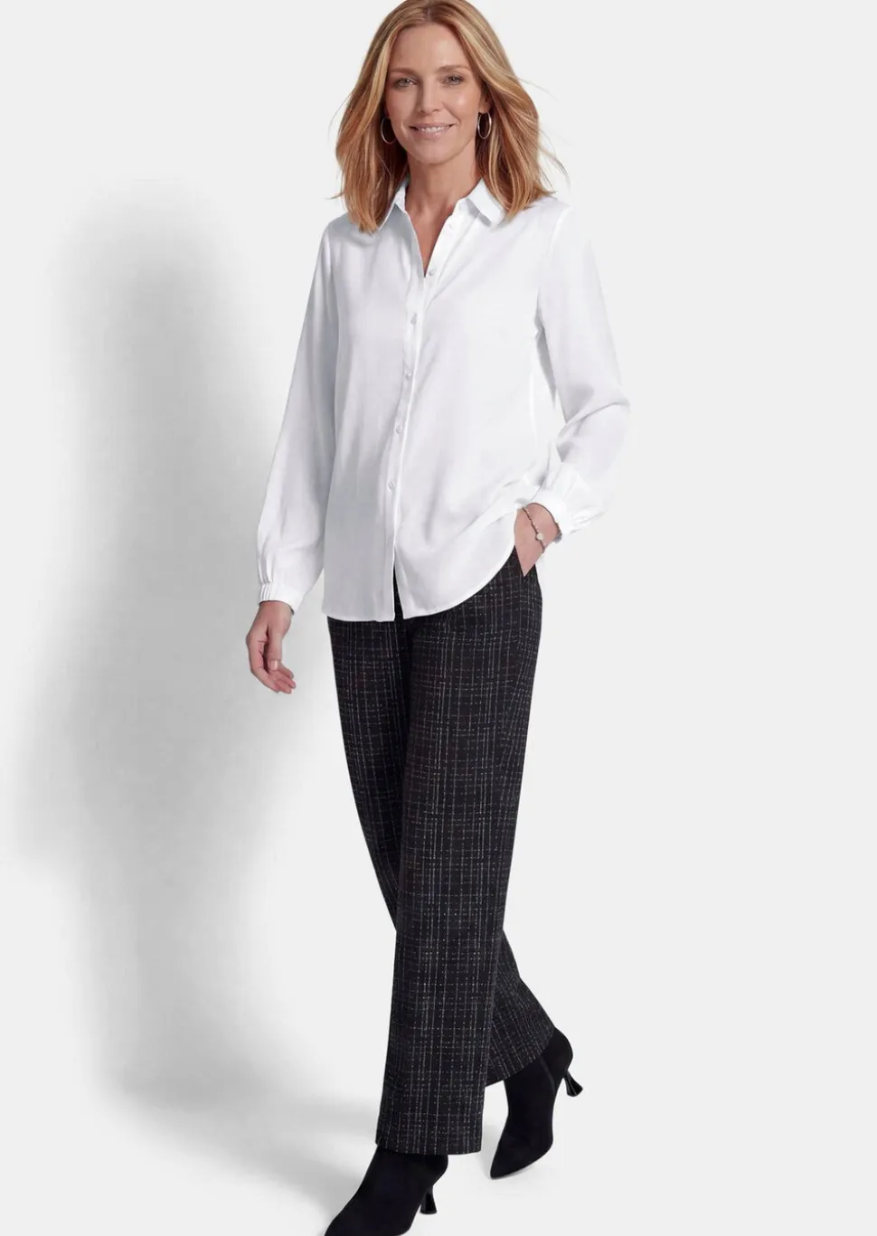 Chemisier en satin de viscose avec poignets élastiques